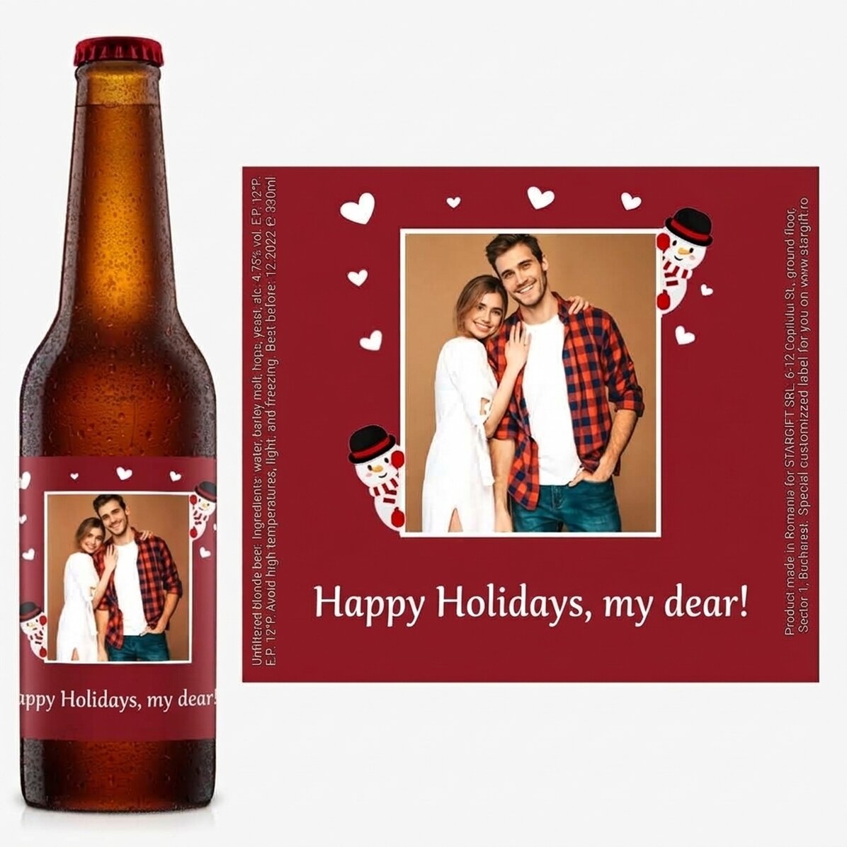 Cerveza personalizada con foto y texto - Navidad