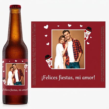 Cerveza personalizada con foto y texto - Navidad