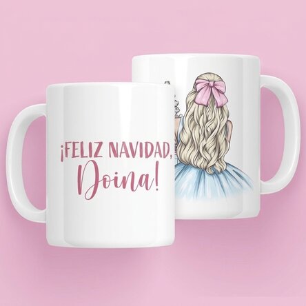 Taza personalizada con nombre - Christmas Princess Blue