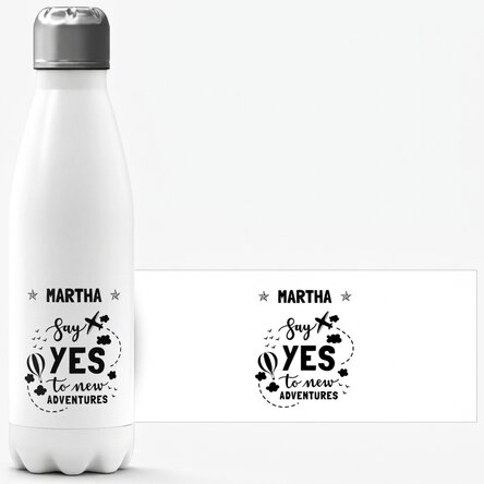 Termo con base blanca personalizado con nombre - New Adventures
