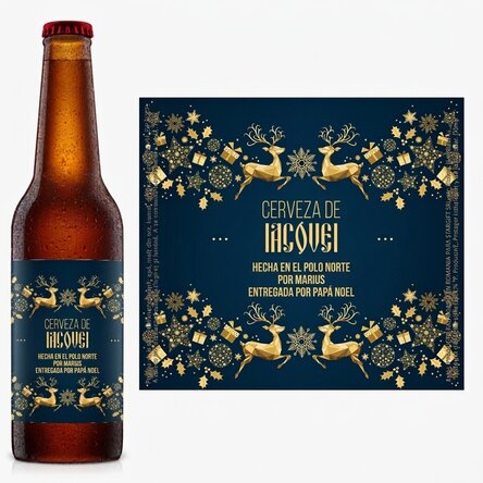 Cerveza personalizada con texto: «La magia del invierno»