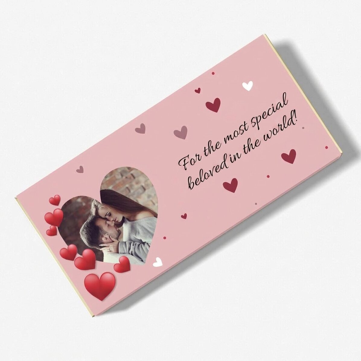 Chocolate personalizado con texto y foto: «¡Te quiero!»