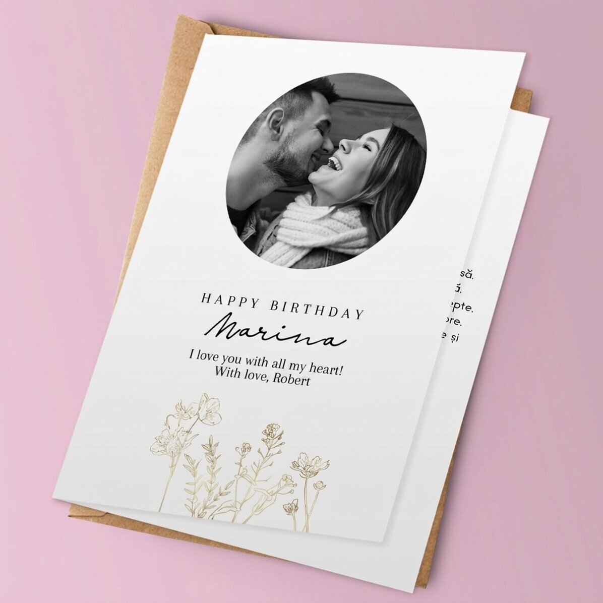 Tarjeta de felicitación personalizada con foto y texto - Elegance