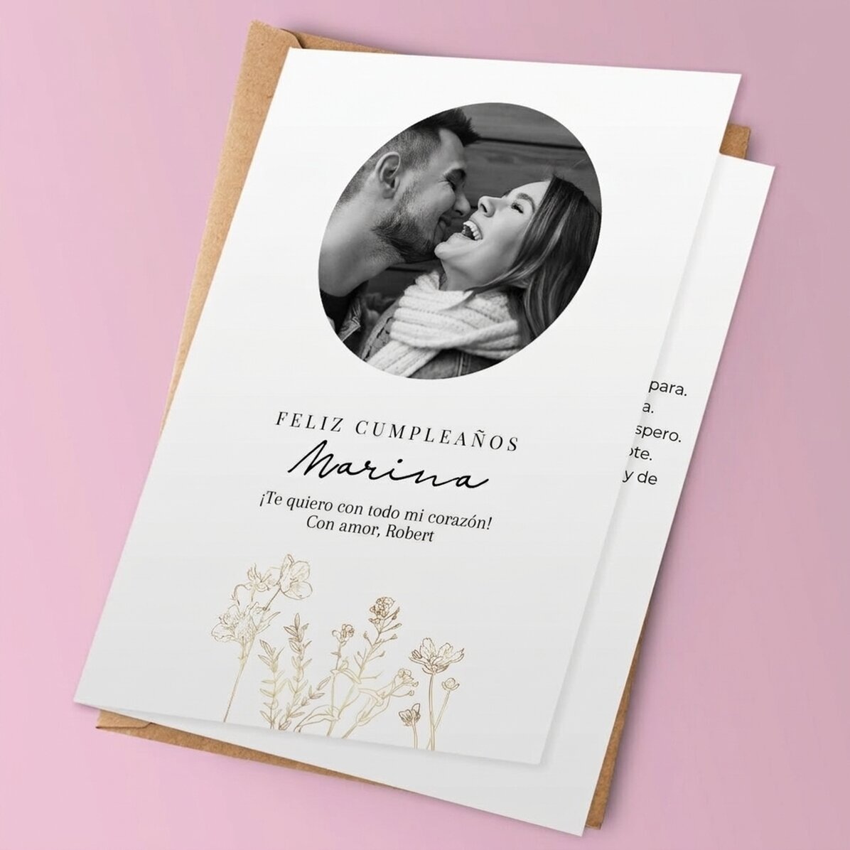 Tarjeta de felicitación personalizada con foto y texto - Elegance