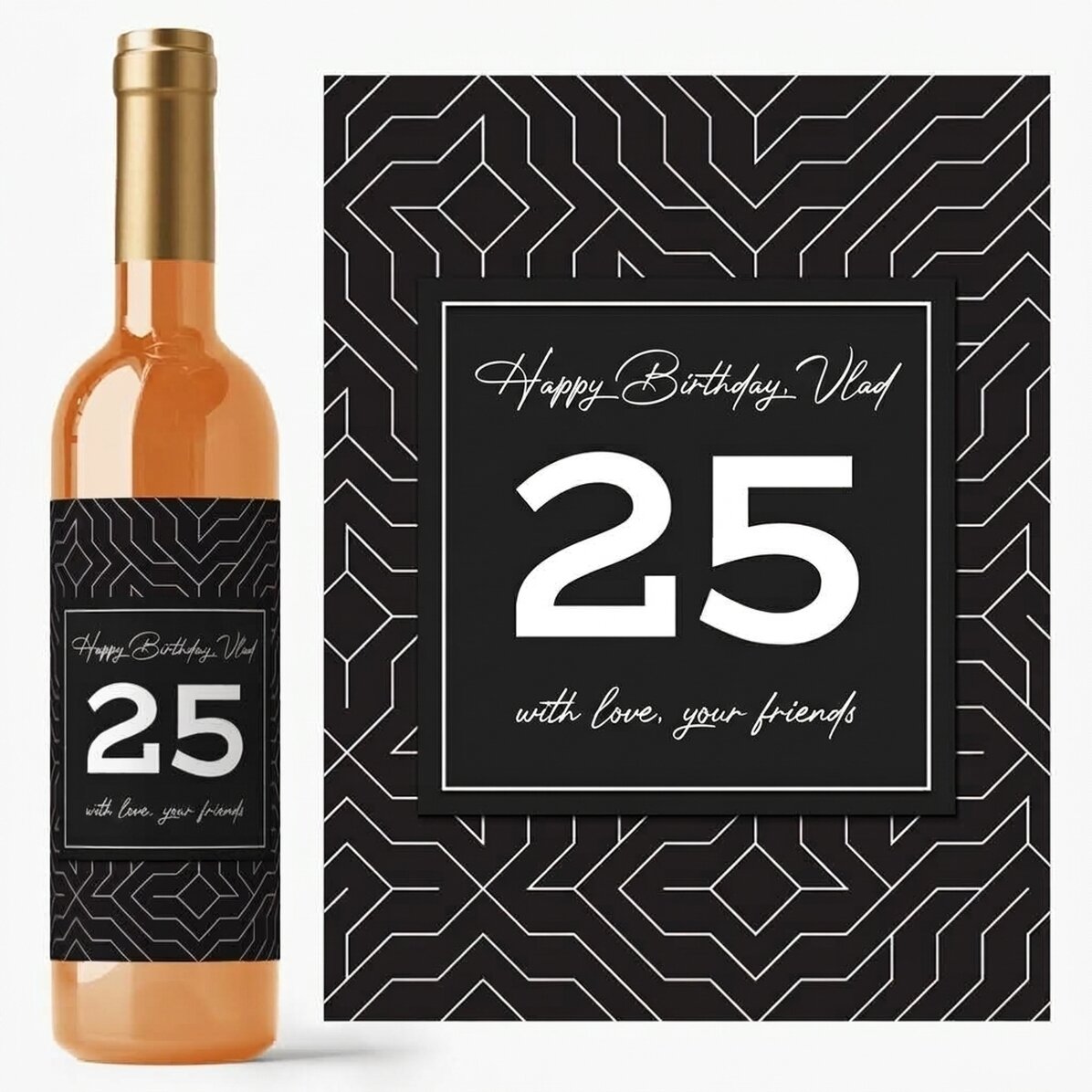 Vino personalizado con texto - Moderno