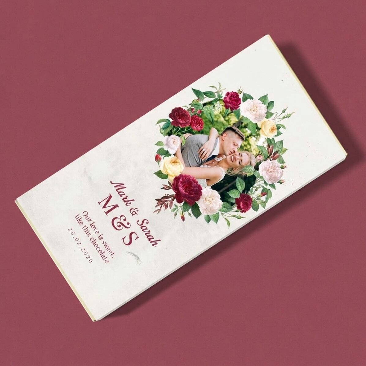 Chocolate personalizado con texto y foto - Flores vintage