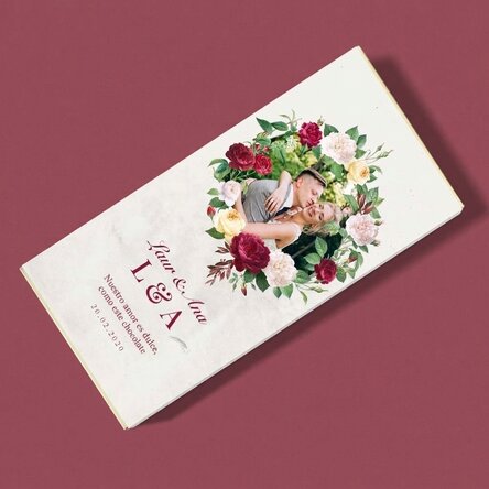 Chocolate personalizado con texto y foto - Flores vintage