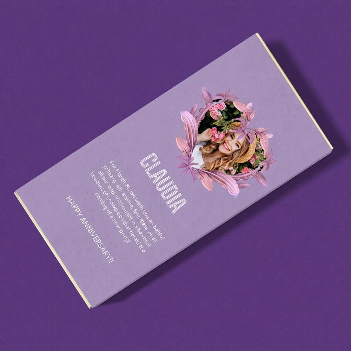 Chocolate personalizado con texto y foto - Hermosa primavera