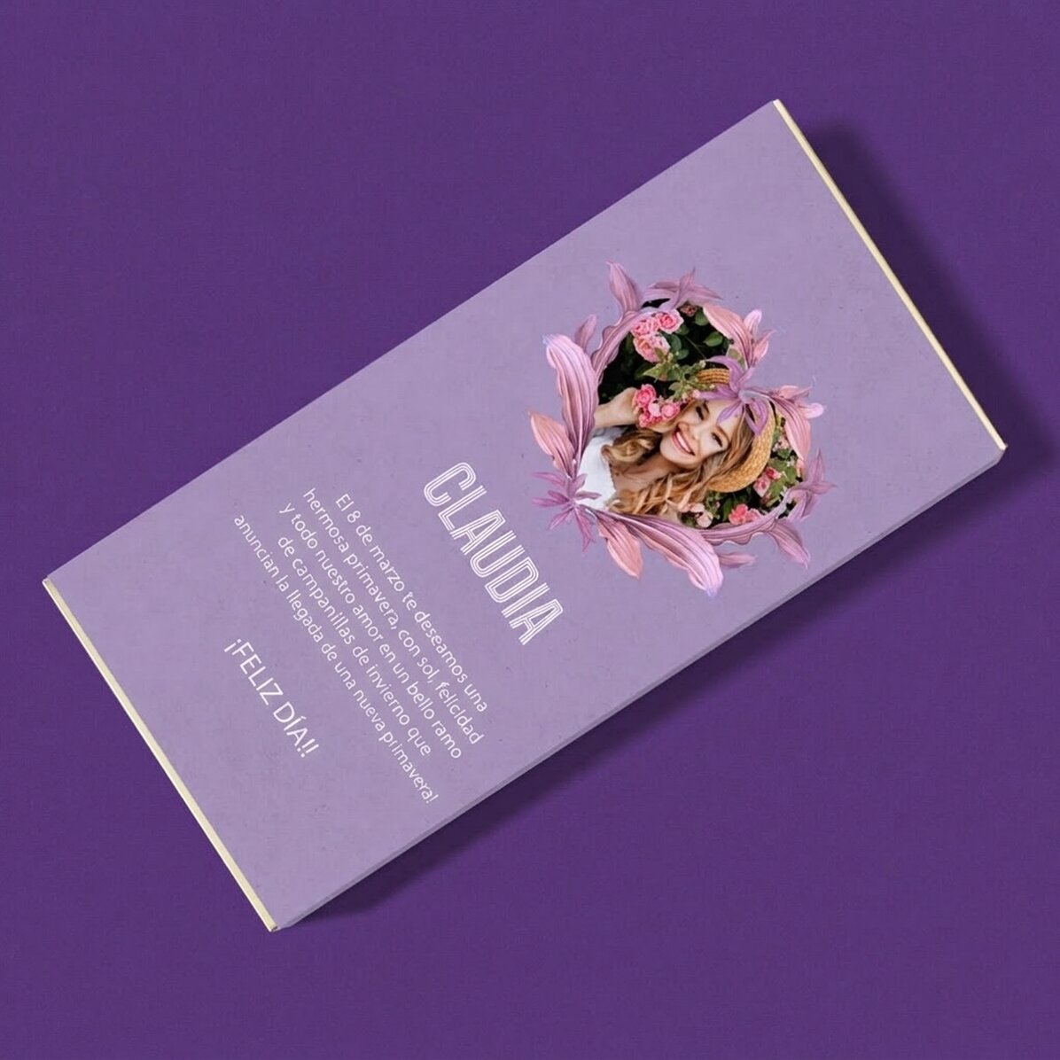 Chocolate personalizado con texto y foto - Hermosa primavera