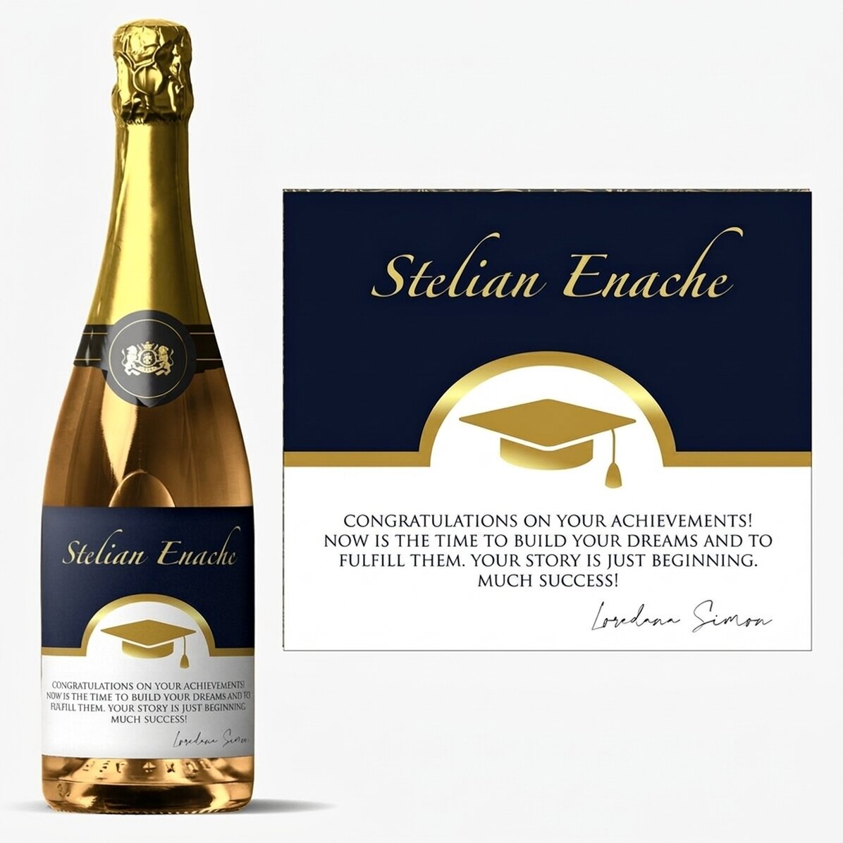 Vino espumoso personalizado con texto - Graduación