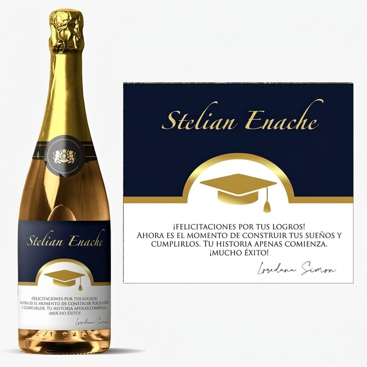Vino espumoso personalizado con texto - Graduación