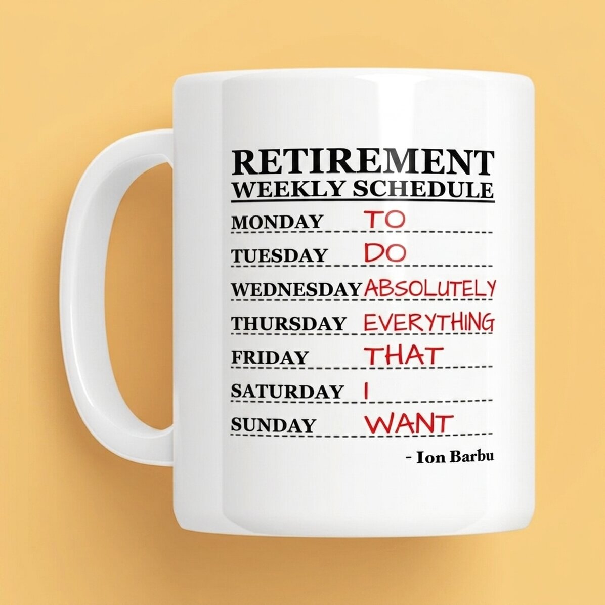 Taza personalizada con texto - Programa semanal