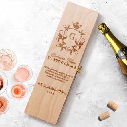 Caja de vino espumoso personalizada - modelo para jubilación