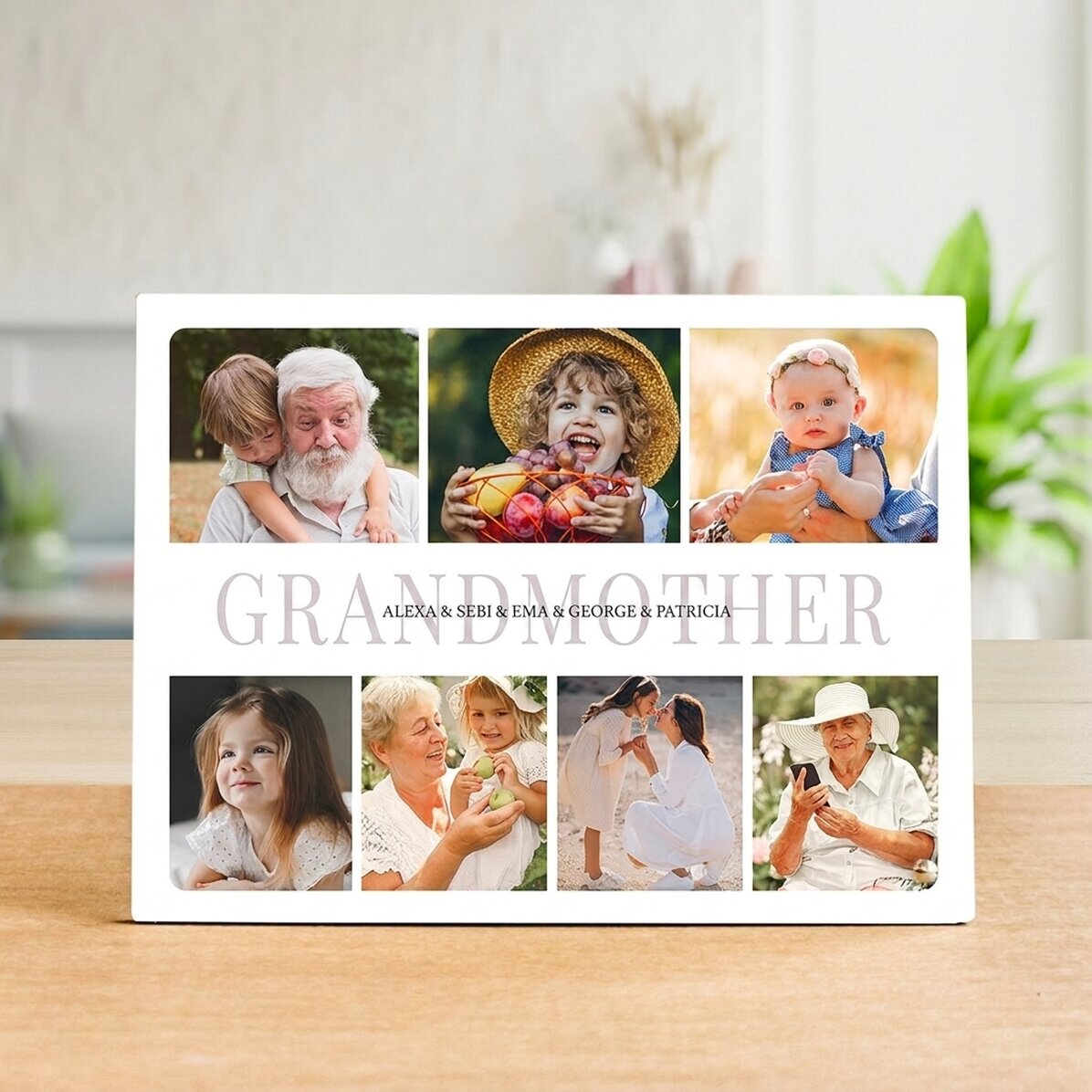 Marco de fotos de escritorio personalizado con 7 fotos - La abuela