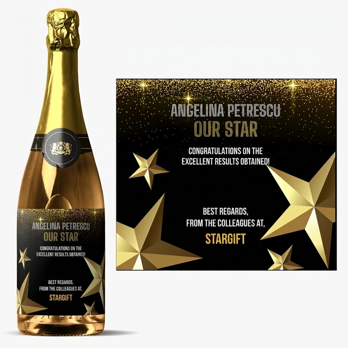 Vino espumoso personalizado con un mensaje para la jubilación