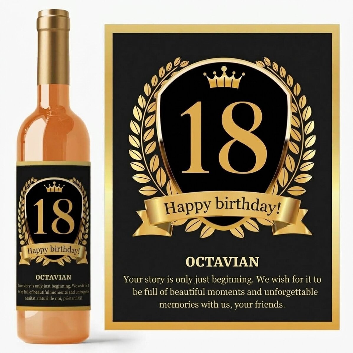 Vino personalizado con un mensaje para celebrar la mayoría de edad
