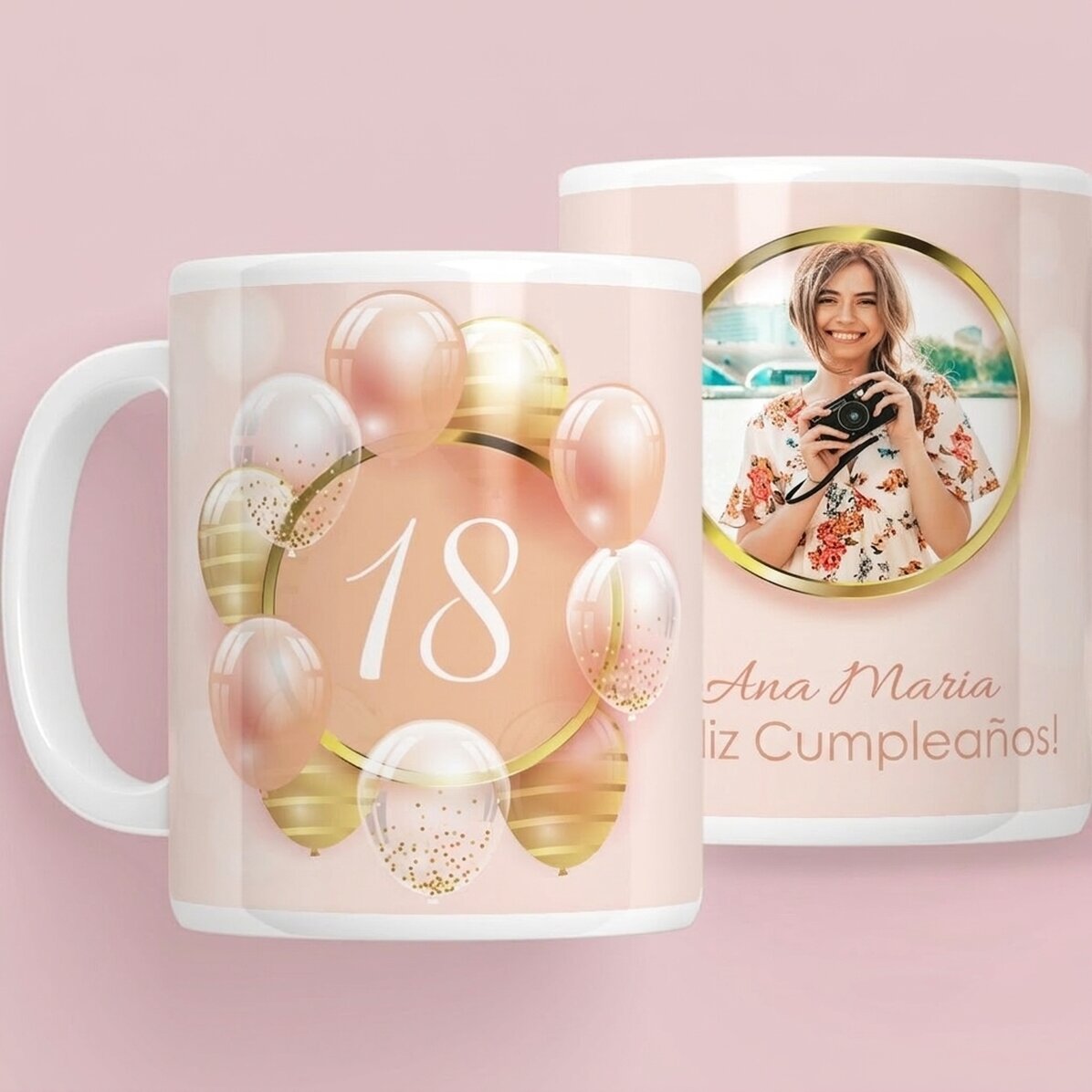 Taza personalizada con una foto y un texto - Mayor de edad