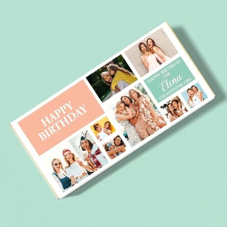 Chocolate personalizado con texto y collage de fotos