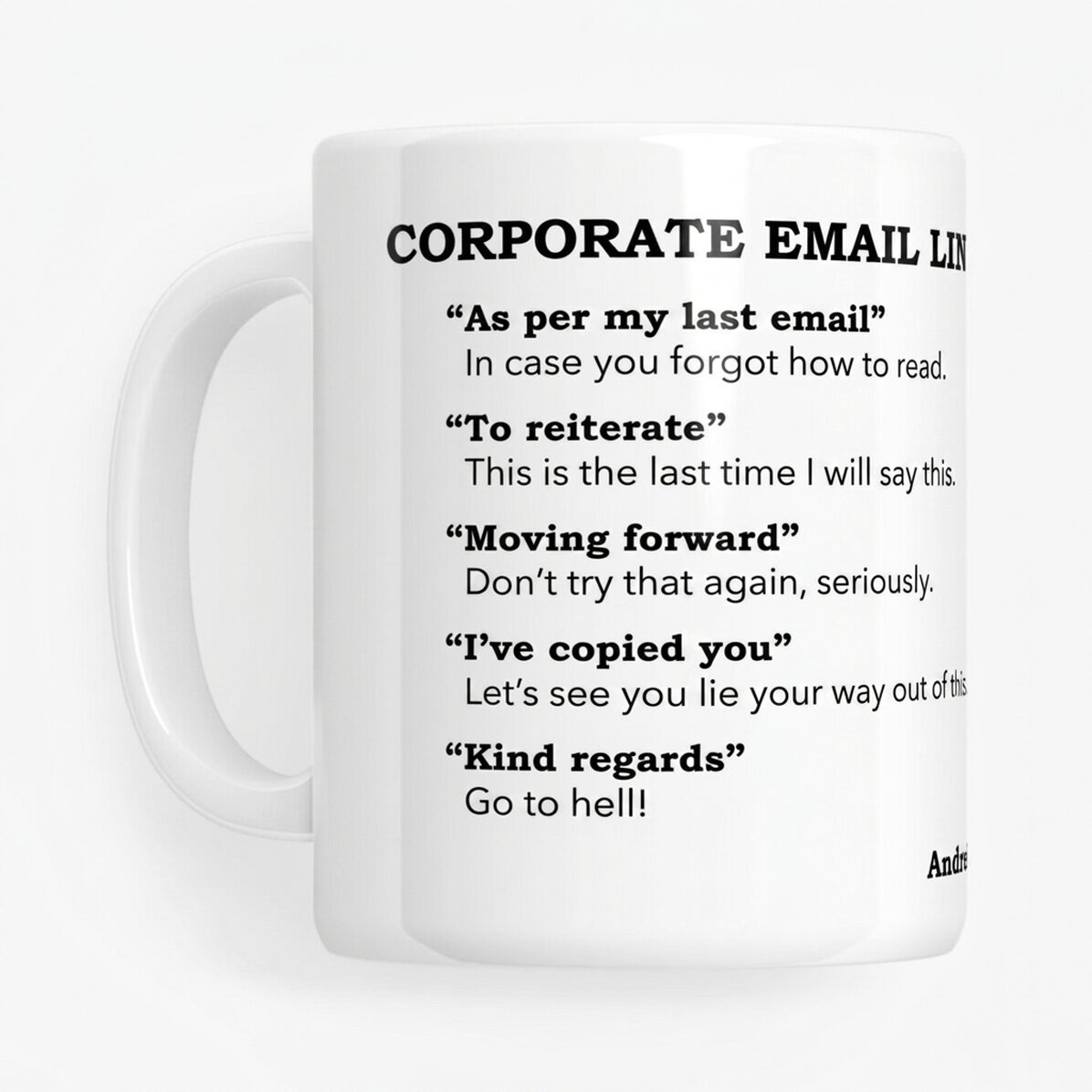 Taza personalizada con texto - Correo electrónico corporativo