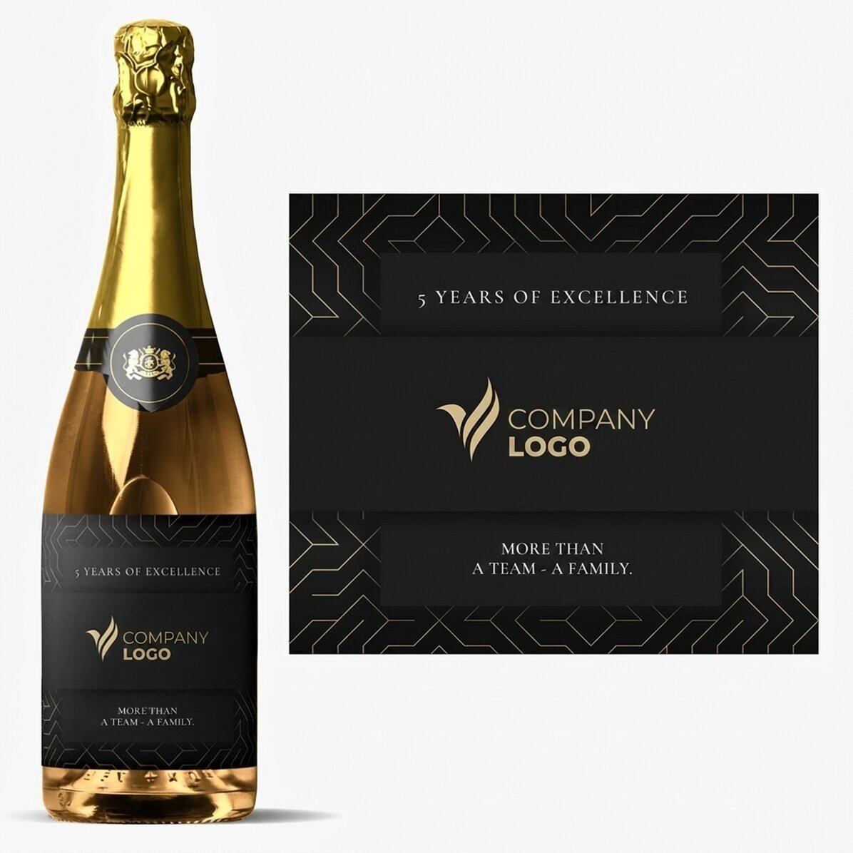 Vino espumoso personalizado con texto - Aniversario de la marca