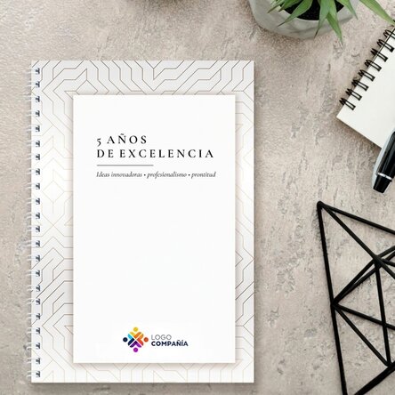 Cuaderno personalizado con texto, versión blanca - Aniversario de la marca