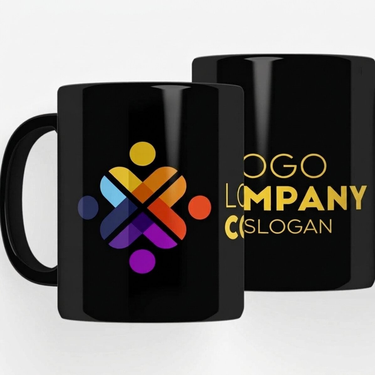 Taza personalizada con logotipo sobre fondo negro
