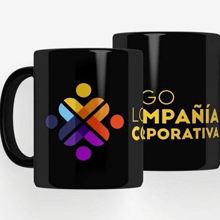 Taza personalizada con logotipo sobre fondo negro