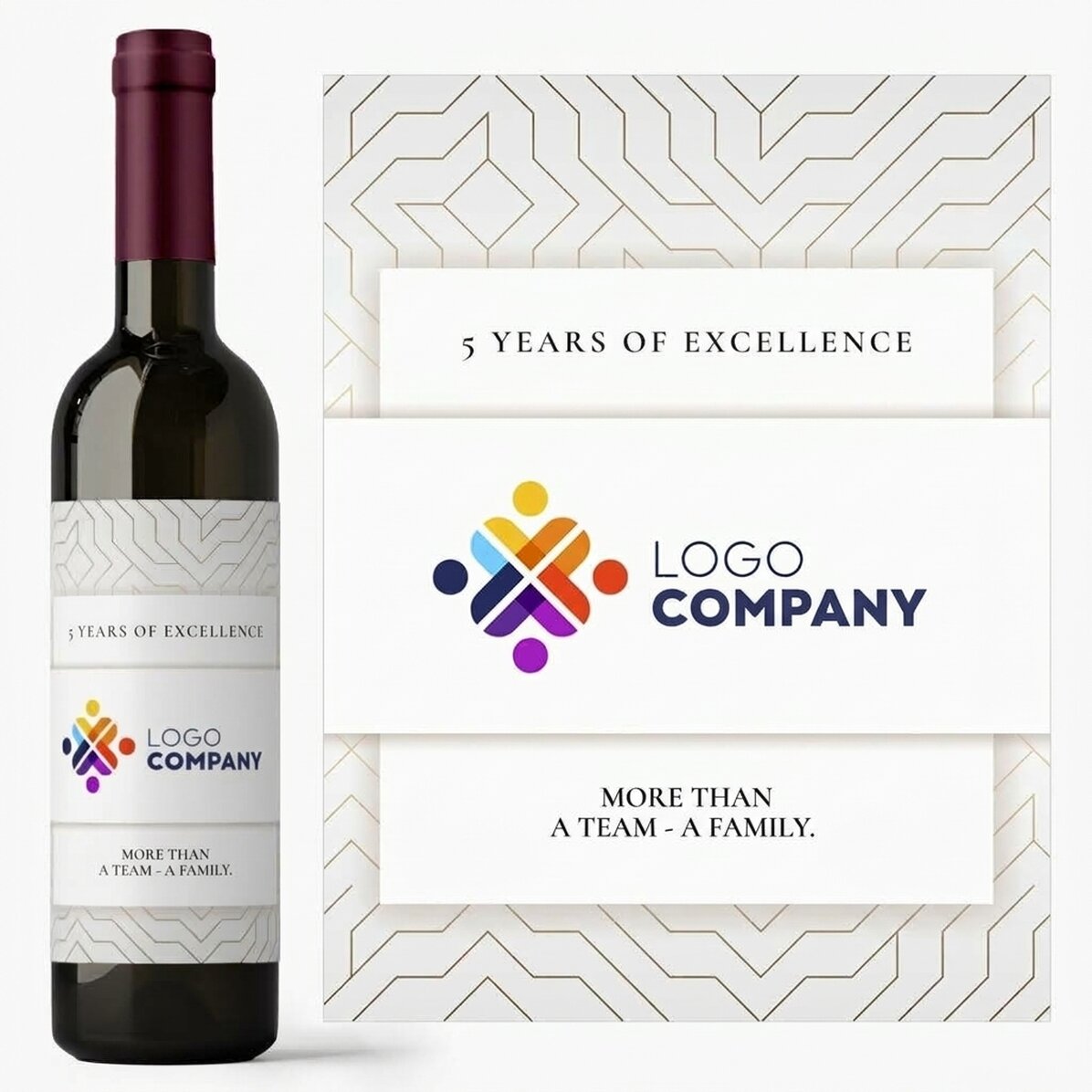 Vino personalizado con logotipo y texto - Aniversario de la marca