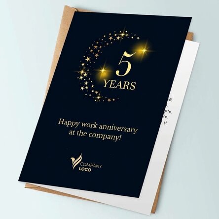 Tarjeta de felicitación personalizada con logotipo y texto
