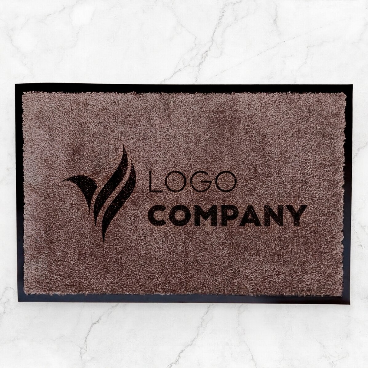 Alfombra de entrada para interior personalizada con logotipo - Marrón oscuro