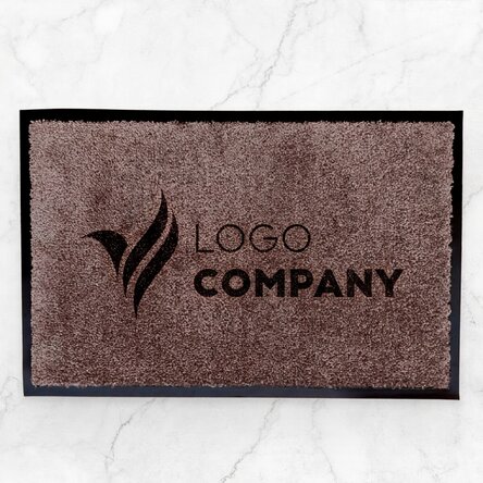 Alfombra de entrada para interior personalizada con logotipo - Marrón oscuro