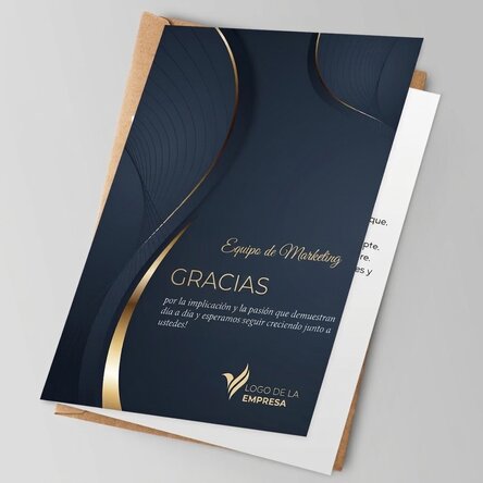 Tarjeta de felicitación personalizada con logotipo y mensaje