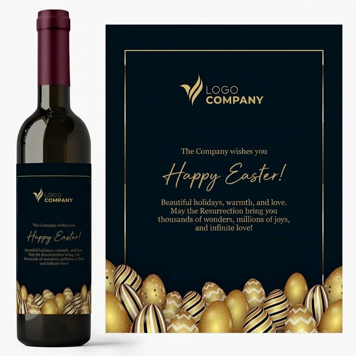 Vino personalizado con logotipo y texto para Pascua
