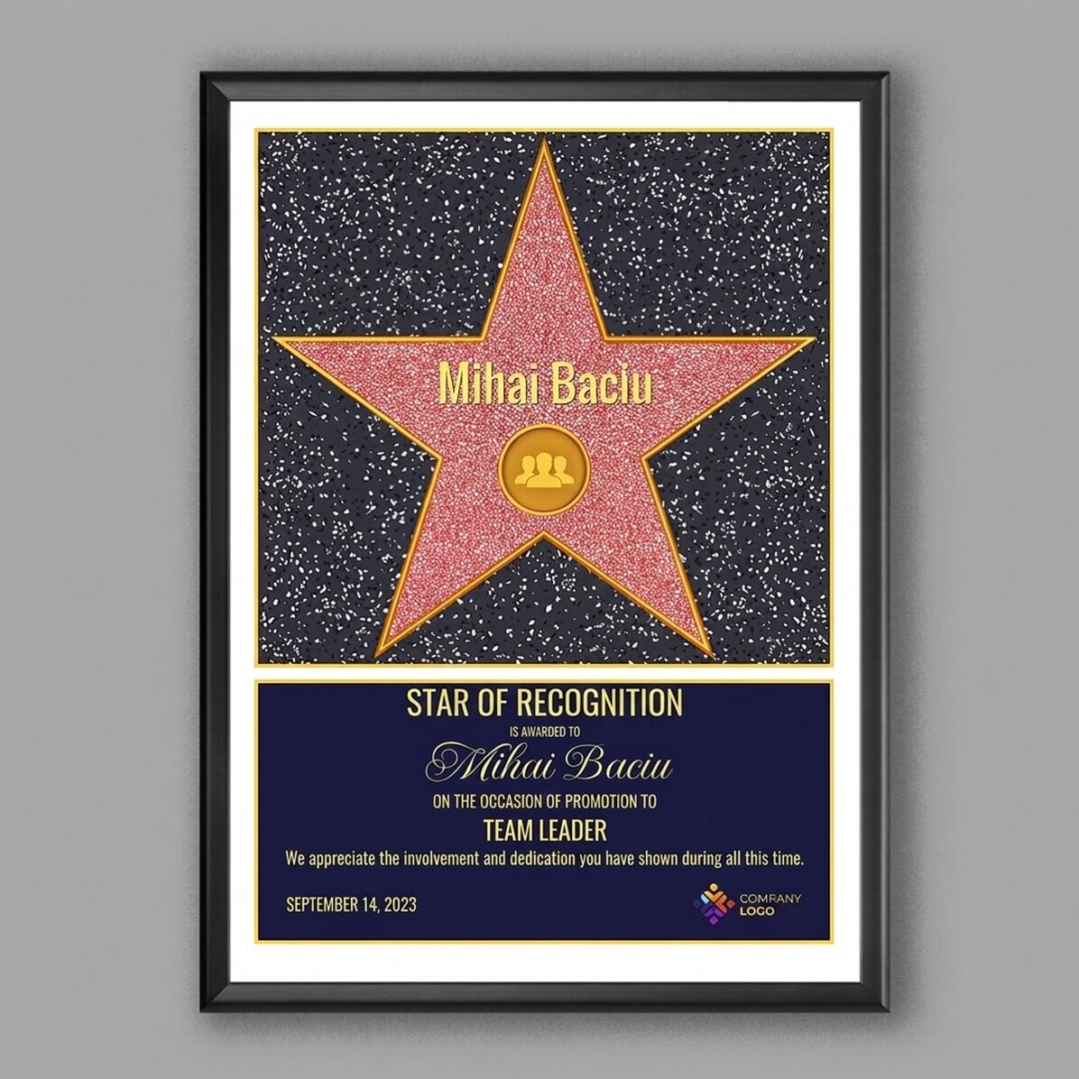 Cuadro personalizado con logotipo y texto - La estrella de la gratitud