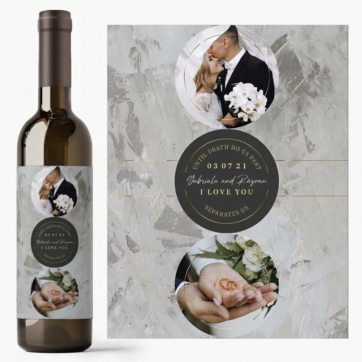 Vino personalizado con texto y 2 fotos - Para siempre