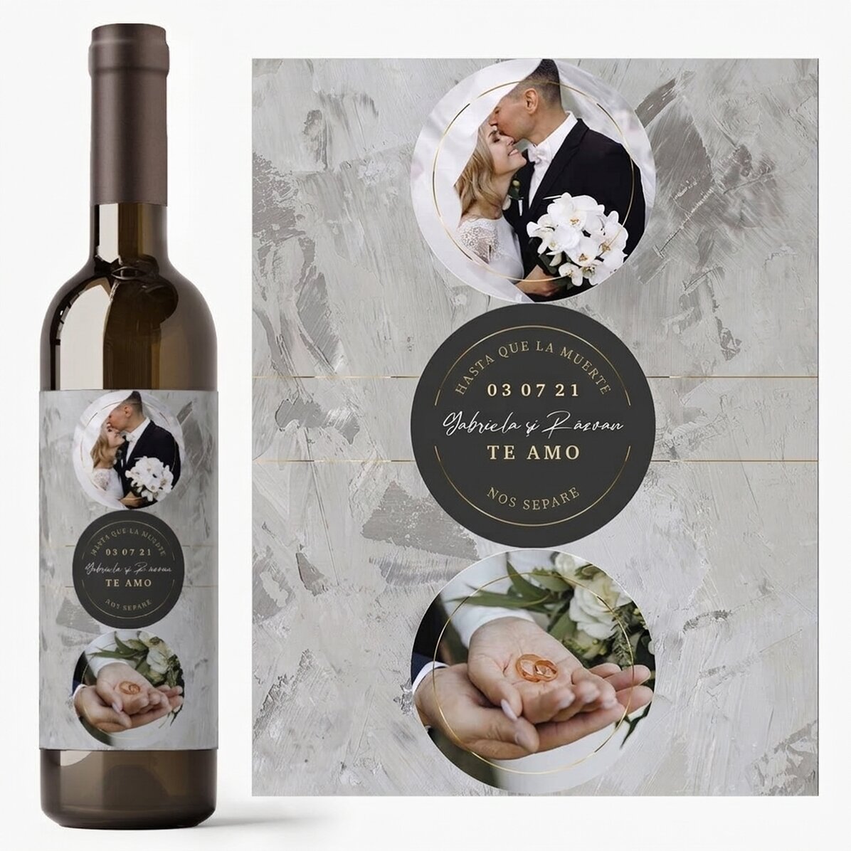 Vino personalizado con texto y 2 fotos - Para siempre