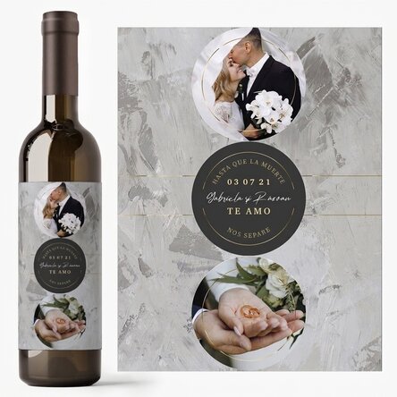 Vino personalizado con texto y 2 fotos - Para siempre