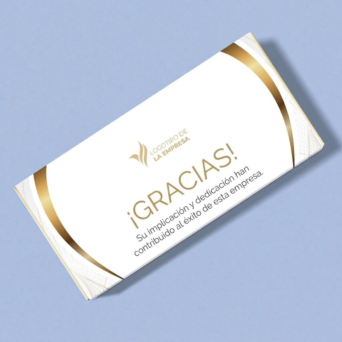 Chocolate personalizado con logotipo y texto - Felicitaciones (Blanco)