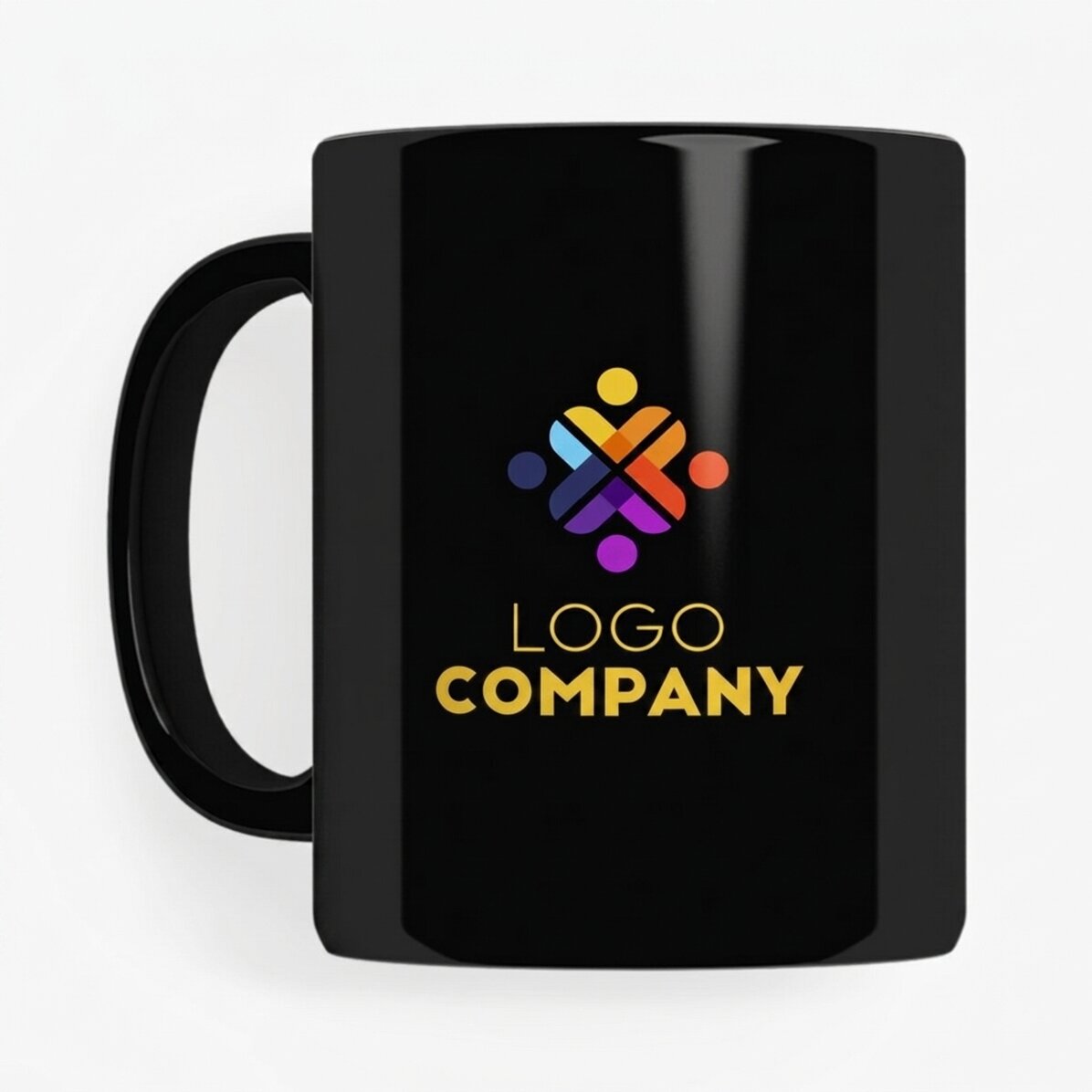 Taza personalizada con logotipo en ambos lados - fondo negro