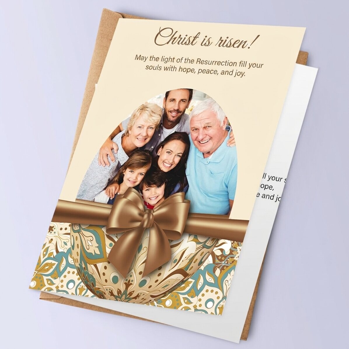 Tarjeta de felicitación personalizada con texto y foto - Feliz Día de Pascua