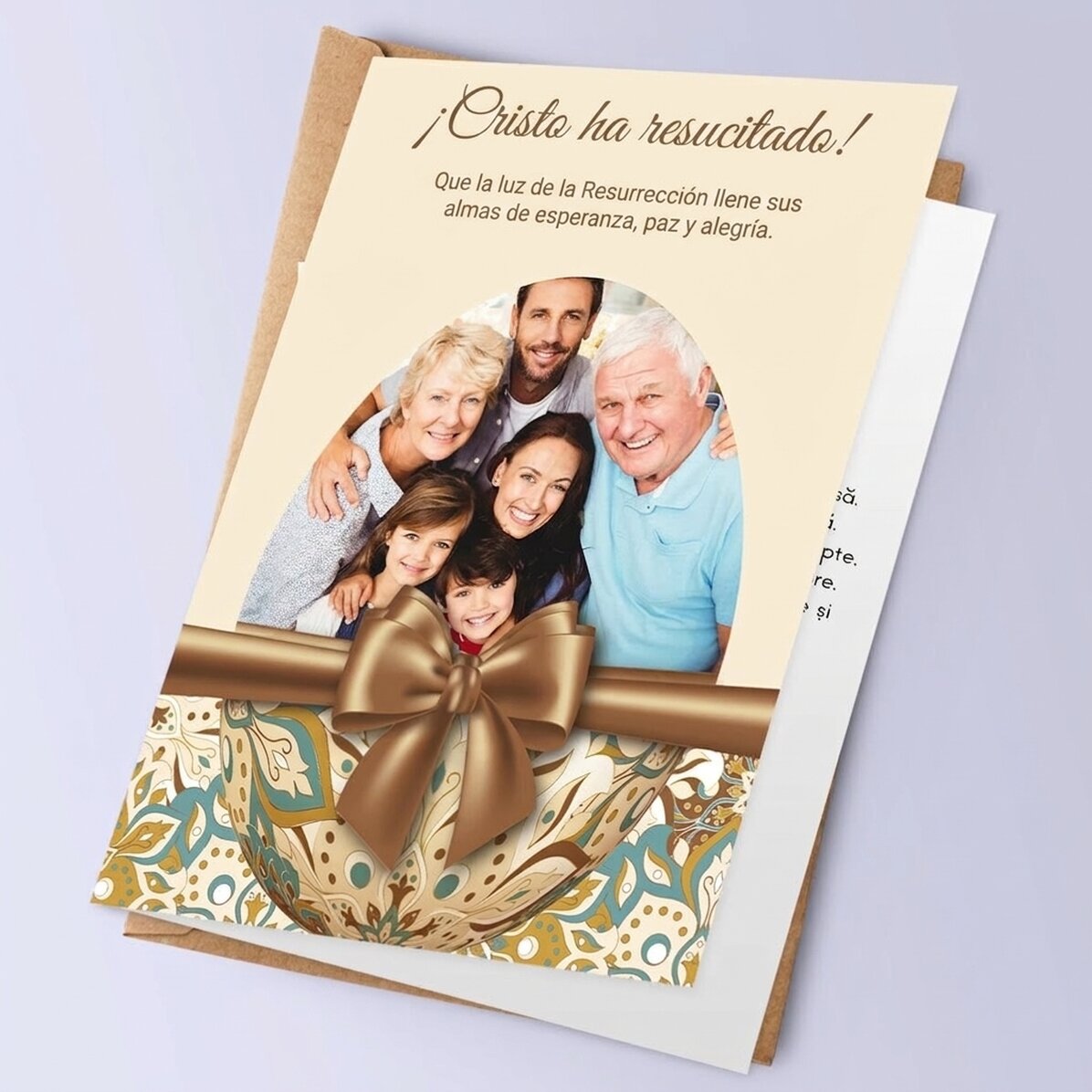 Tarjeta de felicitación personalizada con texto y foto - Feliz Día de Pascua
