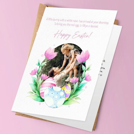 Tarjeta de felicitación personalizada con una foto y un texto - Feliz Pascua
