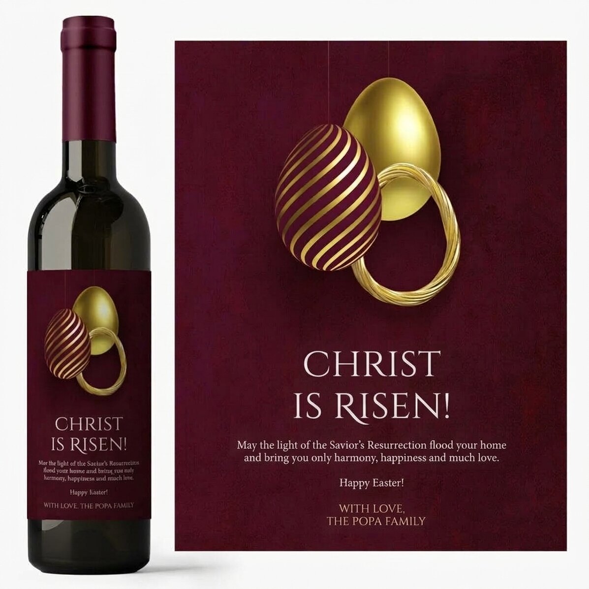 Vino personalizado con un mensaje para Pascua: ¡Cristo ha resucitado!
