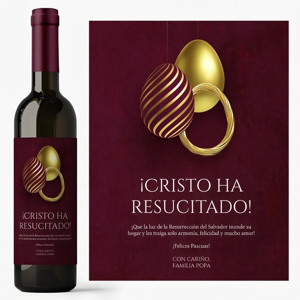 Vino personalizado con un mensaje para Pascua: ¡Cristo ha resucitado!
