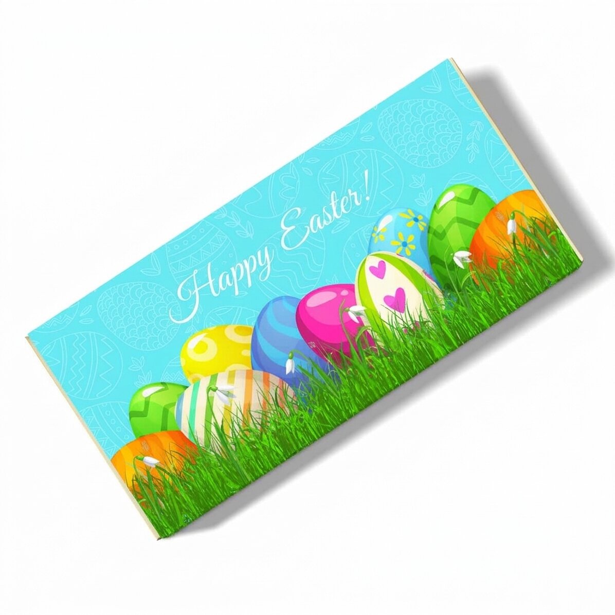 Chocolate personalizado con mensaje: «Feliz Pascua»