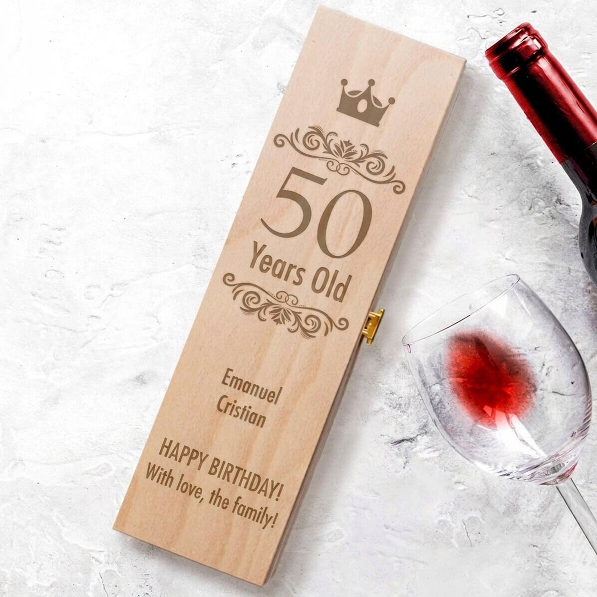 Caja de vino personalizada - ¡Feliz cumpleaños!