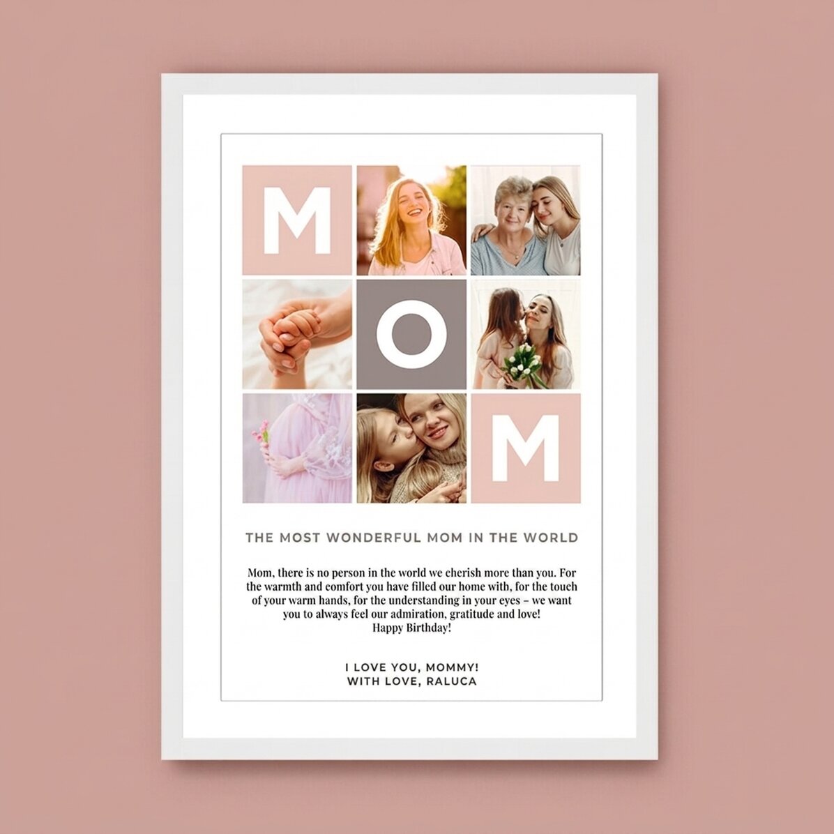 Cuadro personalizado con texto y 6 fotos - MOM