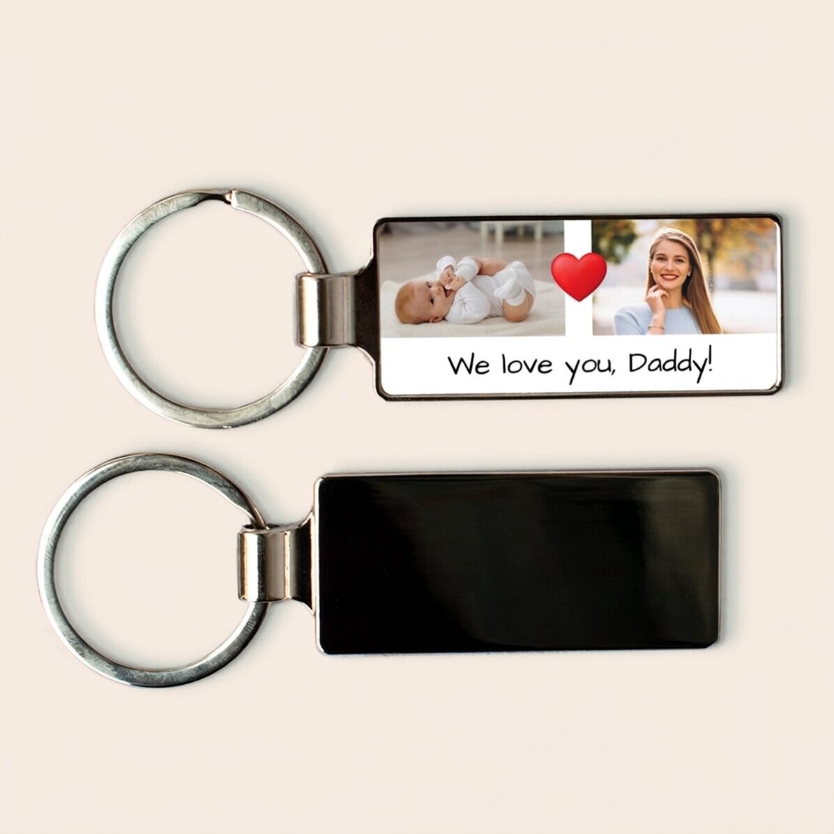 Llavero personalizado con 2 fotos y un mensaje
