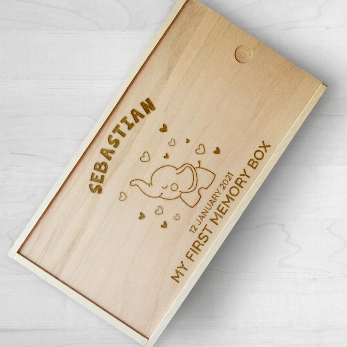 Caja de regalo personalizada de madera - Recuerdos del bebé
