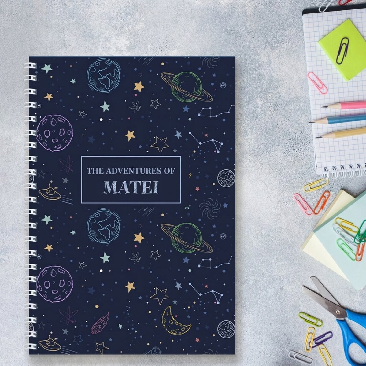 Cuaderno personalizado con texto para niños - Space
